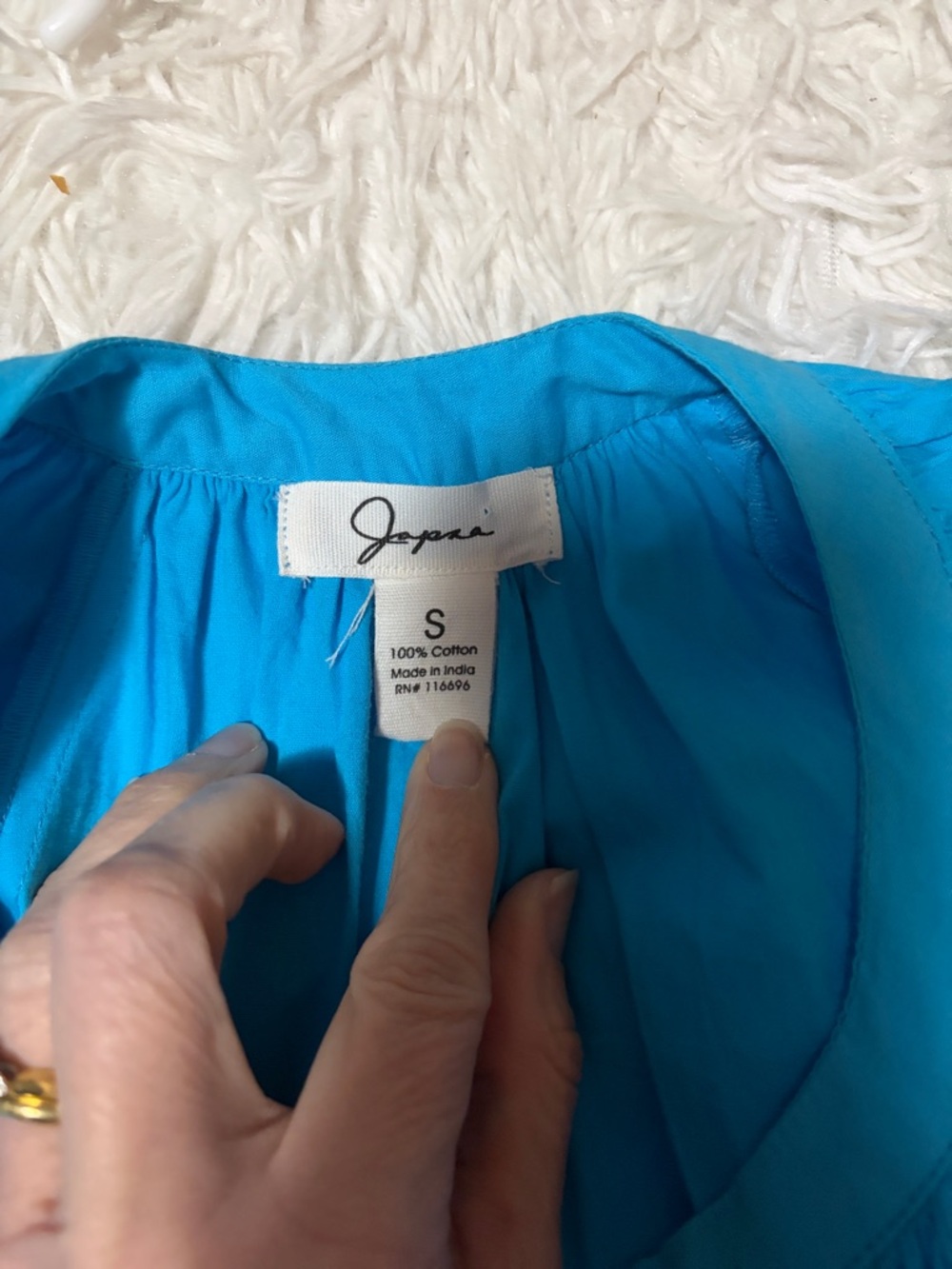 Japna Bright Turquoise Blue Puff Sleeve Mini Dress - Picture 7 of 8